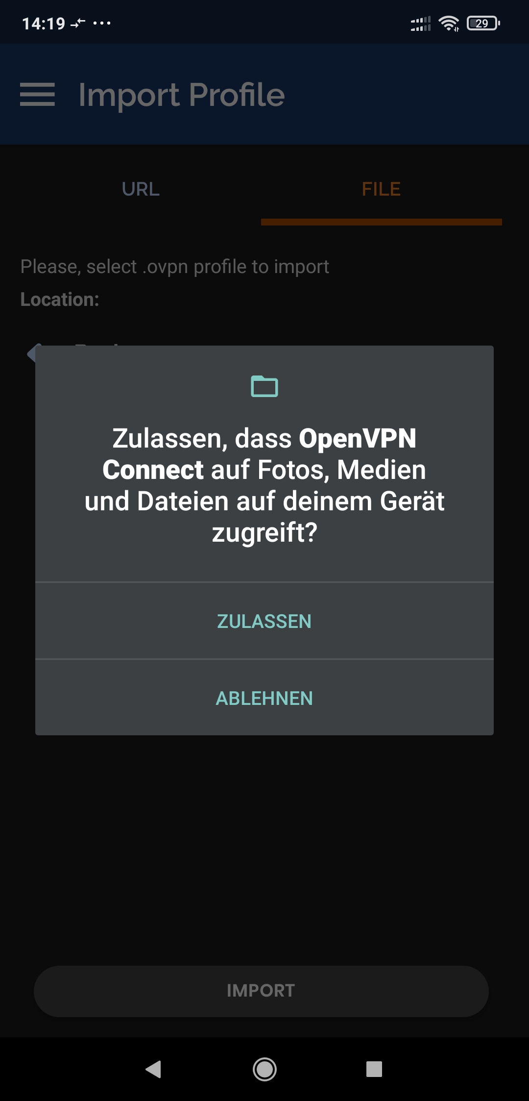 Permit OpenVPN access to photos, media and files