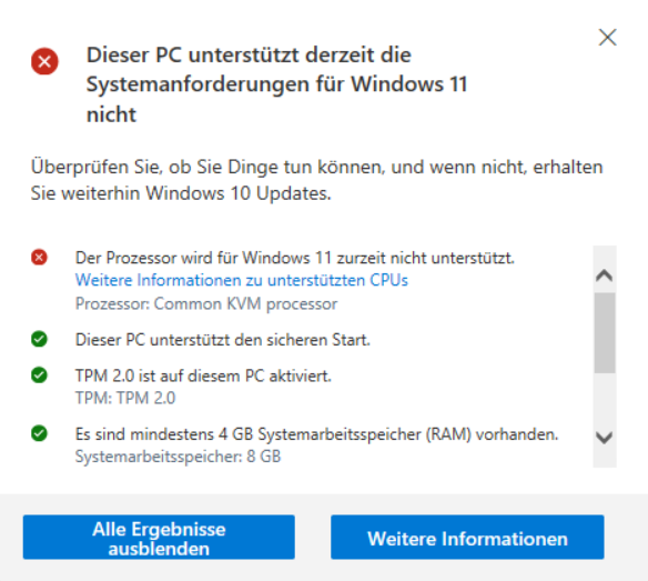 App für die PC-Integritätsprüfung - nicht Windows 11 tauglich